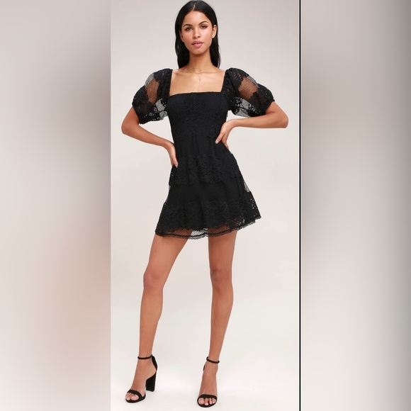 Free People Dresses & Skirts - Free People Black Lace Mini Dress size medium